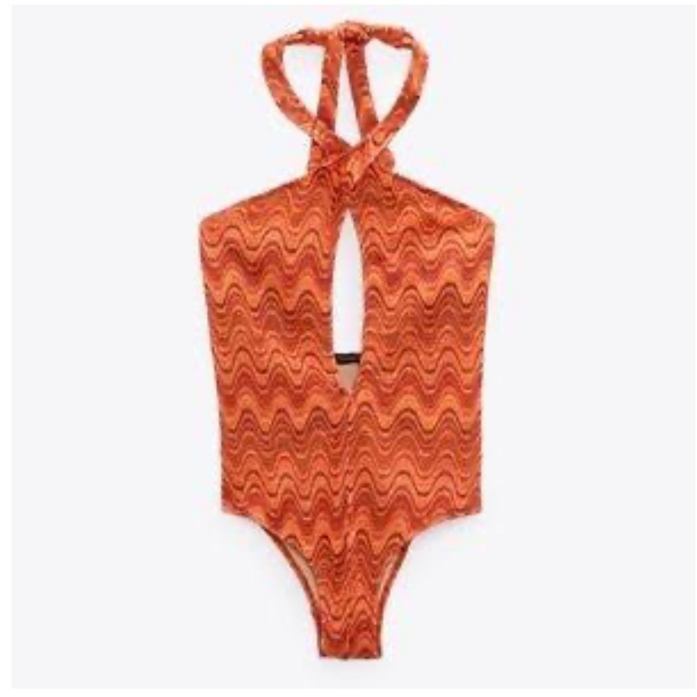 Zara orange print swimwear